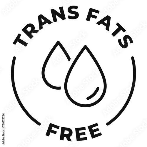 Trans fats free icon. Low cholesterol label. Trans fat free vector illustration for product packaging logo, sign, symbol or emblem isolated.
