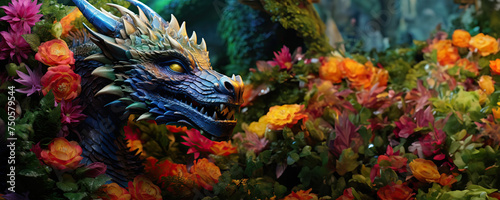 Dragon in a Flower Garden