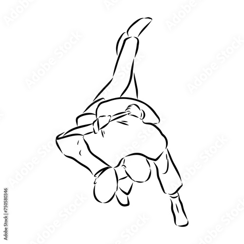 Martial arts coach, sambo, judo and wrestling. belt wrestling vector sketch photo