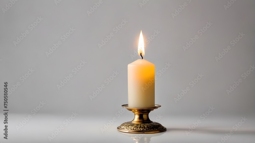burning candle in a candlestick burning candle in a candlestick