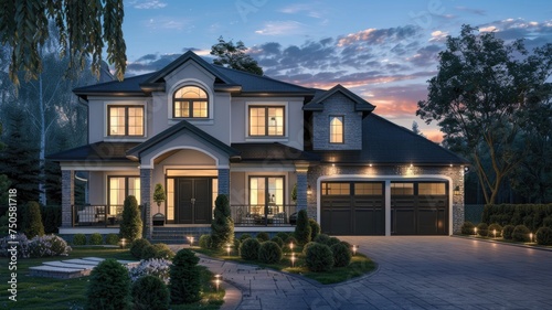 a beautiful home exterior, showcasing its architectural elegance and inviting ambiance, ideal for real estate marketing to attract potential buyers.