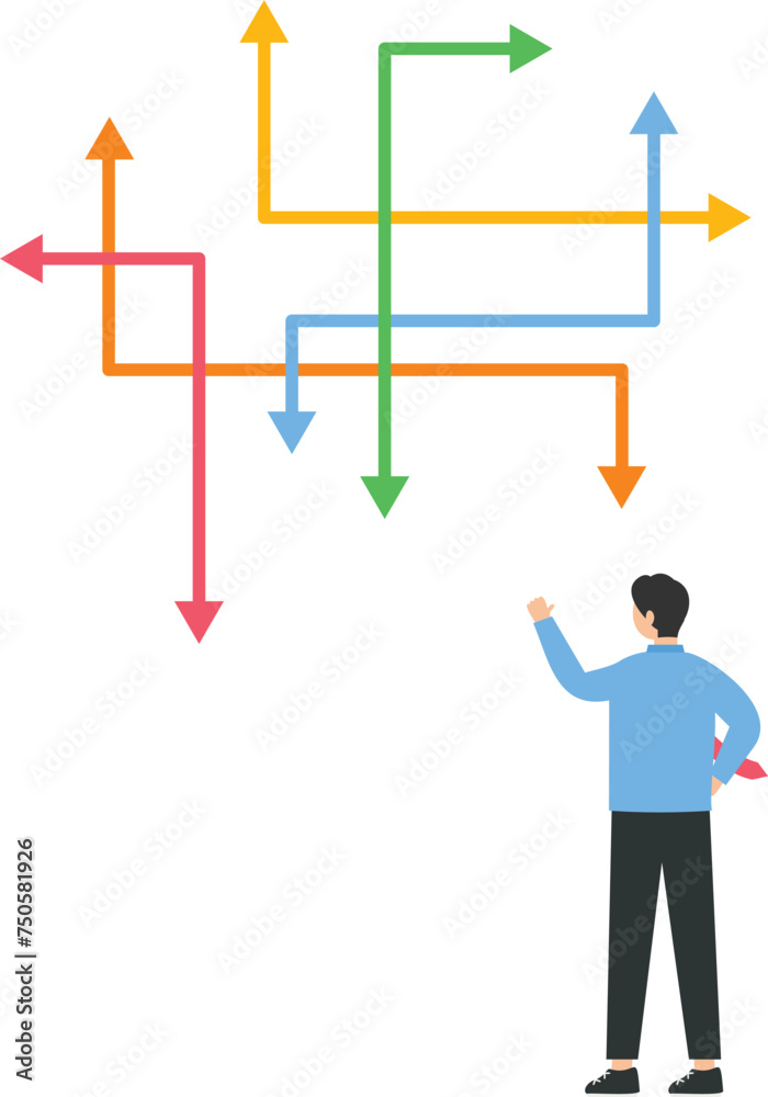 Making complex choices and ways or strategies, Choose direction of path by arrows on road signpost, Pointing to warning sign concept,
Making complex choices and ways or strategies, Choose direction of path by arrows on road signpost, Pointing to warning sign concept,