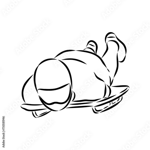 Vector illustration. Illustration shows a bobsledder driving on the car. Bobsleigh. Winter sport © Elala 9161