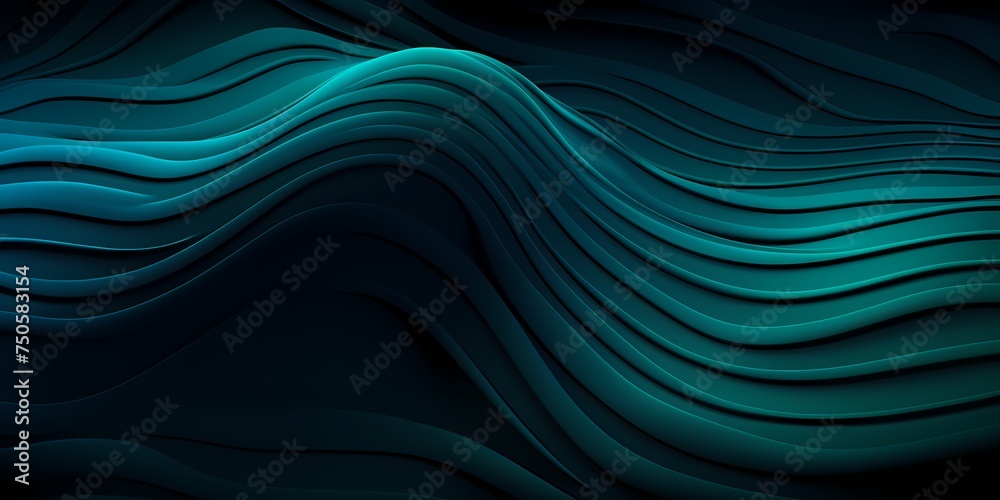 Mysterious dark 3D waves with hints of luminous teal, creating an enigmatic ambiance. Mysterious dark 3D waves with hints of luminous teal, creating an enigmatic ambiance.
