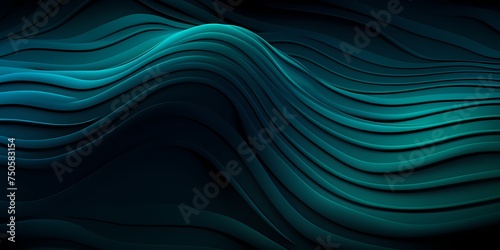 Mysterious dark 3D waves with hints of luminous teal, creating an enigmatic ambiance. © NUSRAT ART