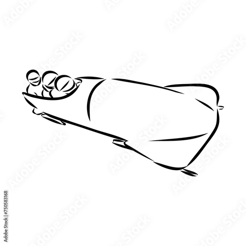 Vector illustration. Illustration shows a bobsledder driving on the car. Bobsleigh. Winter sport