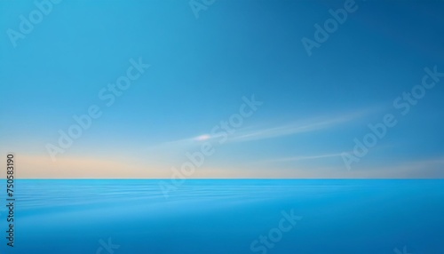 sea and sky.a wide sky blue background in a 3D composition. Infuse the scene with tranquility and serenity  using various shades of blue to convey a sense of calm.