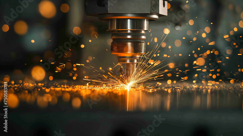 Close-up of a skilled technician in industrial workwear using grinder and drilling tools, creating sparks in a metalworking factory