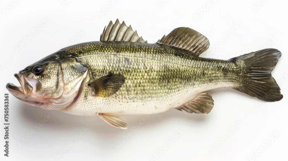 Isolated Largemouth Bass Fish Against White Background Isolated Largemouth Bass Fish Against White Background