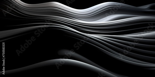 Mysterious dark 3D waves with a glossy sheen, their reflective surface capturing the essence of shadow and light.