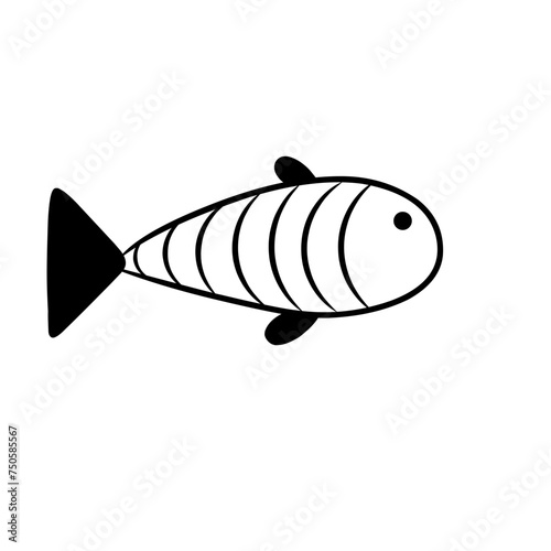 Fish collection hand drawn style, funny doodle, vector Illustration, anti stress coloring page for coloring book and can be use for t-shirt, logo, invitation, greeting card, fashion.