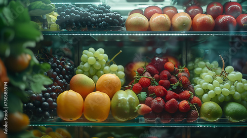 Fruits on supermarket shelves