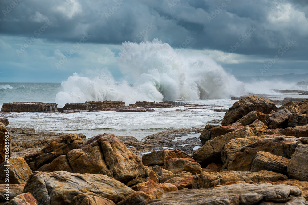 Stormy seas and massive waves crash on the Wild Coast South Africa