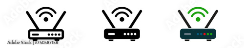 Router icon illustration. Simple wireless vector symbol. Isolated graphic illustration Wi-Fi. Modern modem set symbol. Networking router icon in vector design style