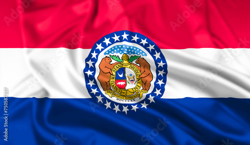 The flag of the state of Missouri Rippled