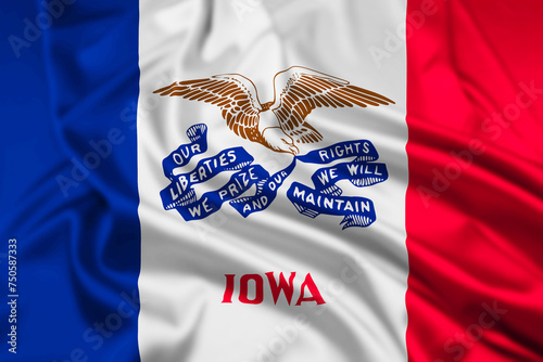 The flag of the state of Iowa Rippled
