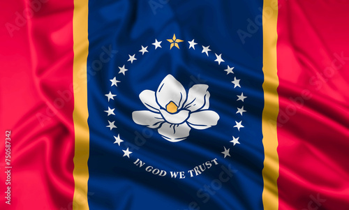 The flag of the state of Mississippi Rippled