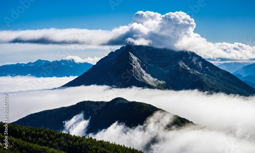 a mountain with a cloud in the sky above it © Universeal