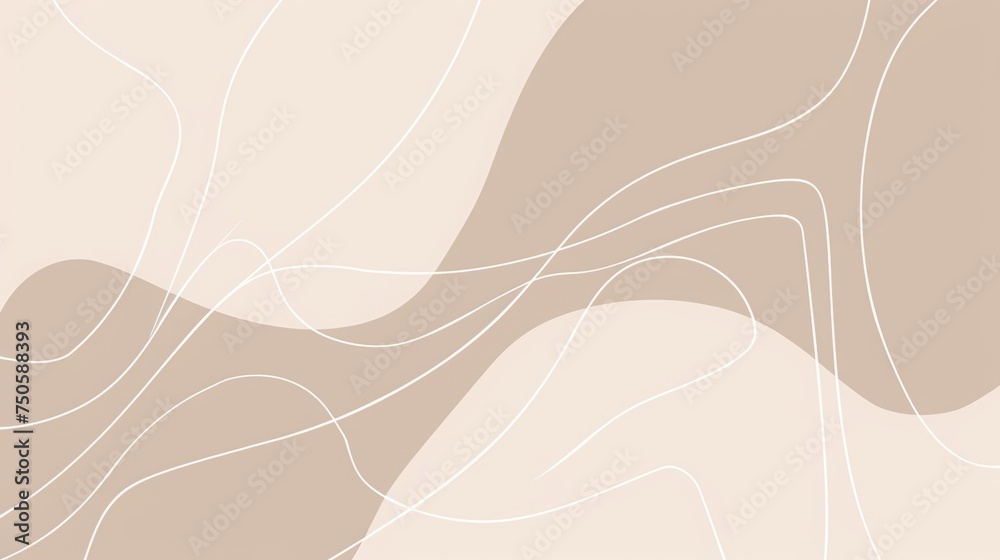 aesthetic shapes, abstract line art, white lines, beige background, space between elements, simple