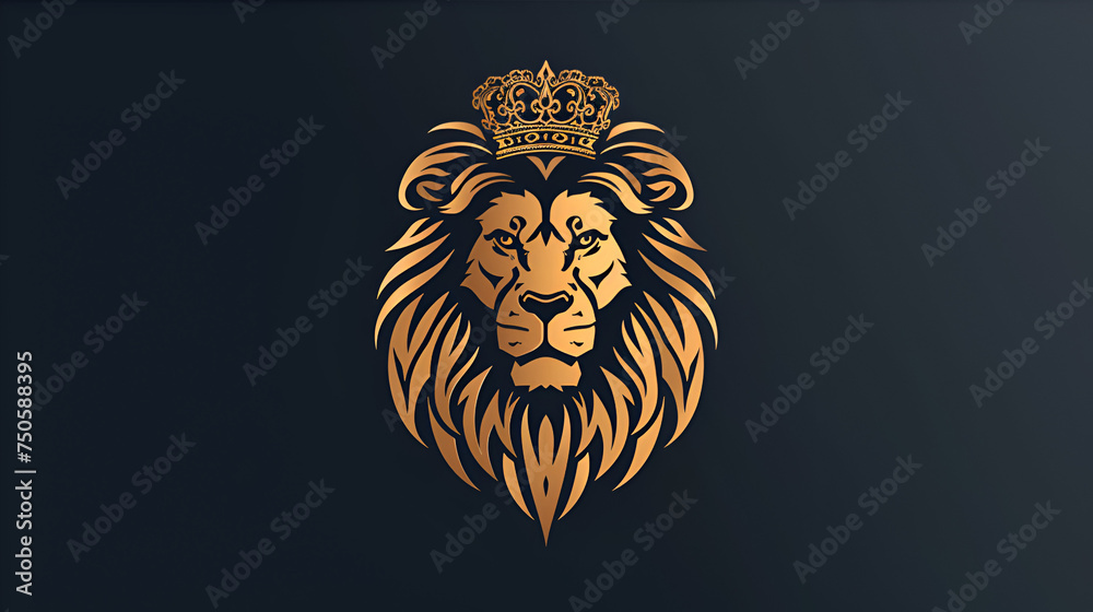  lion luxury logo icon template elegant lion logo on black background. generative ai