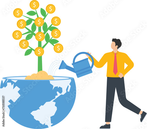 World economics or global and international financial treatment, Fix inflation or help, Support other countries concept,

