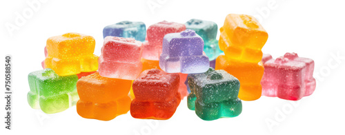 Colorful bear jelly gummy on transparent background.