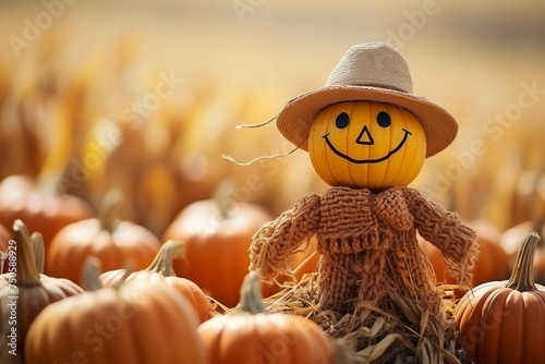 closeup scarecrow on blurred field background © kenkuza