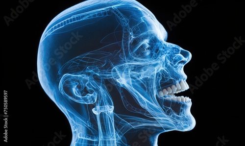 X-ray of the jaw, highlight the mandible and maxilla photo
