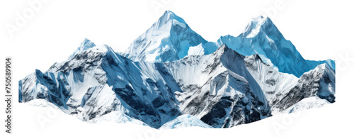 Mountain peaks with snow-capped tree summits transparent background