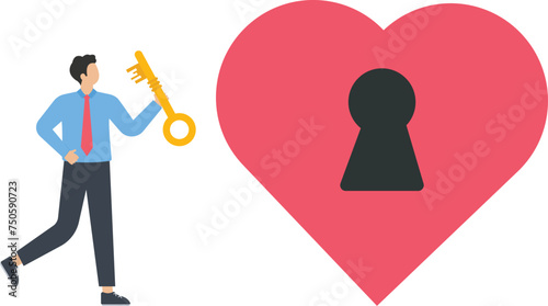 Opening heart of trusting person or psychologist, individual approach and humanitarianism concept,


