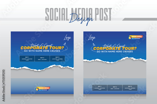 Cruise Ship Travel holiday vacation social media post web banner