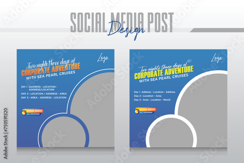 Cruise Ship Travel holiday vacation social media post web banner