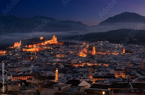 Panorama of the city of Antequera ona misty twilight © Rafael