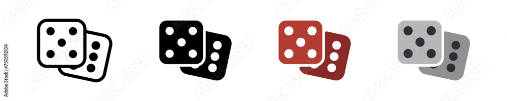 Gamble icon illustration. Simple die vector symbol. Isolated graphic illustration chance. Throw pair cubic symbol set. Random die icon in vector design flat style Gamble icon illustration. Simple die vector symbol. Isolated graphic illustration chance. Throw pair cubic symbol set. Random die icon in vector design flat style