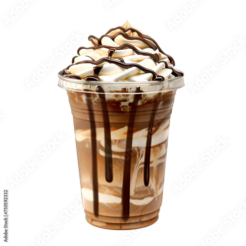 chocolate ice cream in glass isolated on transparent background