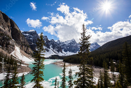 Summer landscape in Moraine lake  Banff National Park  Canada