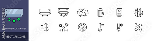 Thermoregulation icon set. Linear style. Vector icons