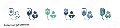 people blood donor transfusion icon set human life medical charity blood bag donation vector illustration health care volunteer symbol design
