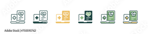 online cardiology diagnosis report icon with laptop health care check-up information vector illustration
