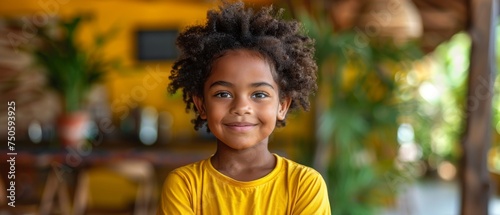 Angry, smiling African American boy in front of the camera