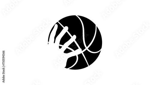 basketball ball in hand, black isolated silhouette
