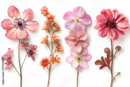An isolated set of flowers. Close-up. Studio photography. photo