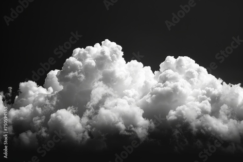 A white cloud isolated against a black background