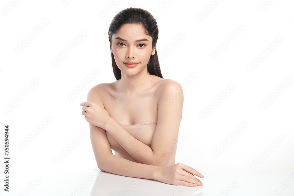 Beautiful Young transgender woman with clean fresh skin on white background, Face care, Facial treatment, Cosmetology, beauty and spa, transgender women portrait. Beautiful Young transgender woman with clean fresh skin on white background, Face care, Facial treatment, Cosmetology, beauty and spa, transgender women portrait.