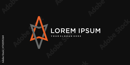 Letter a and v logo design with ethereum shape. Premium Vector