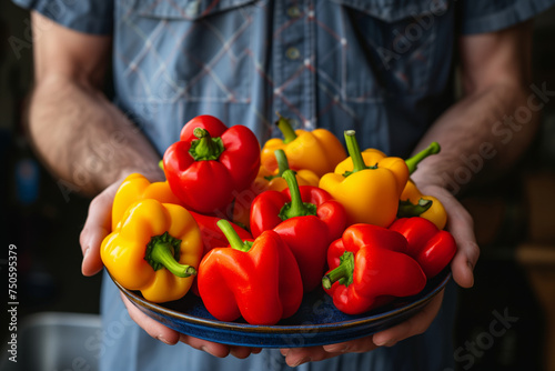 Greenhouse paradise: a plate of peppers