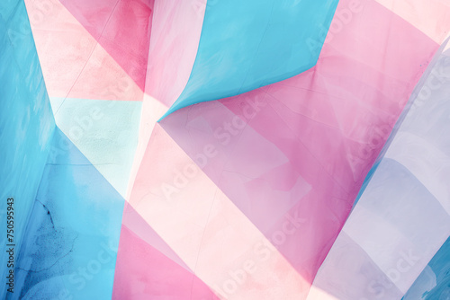 Abstract geometric pattern in pastel pink and blue colors.