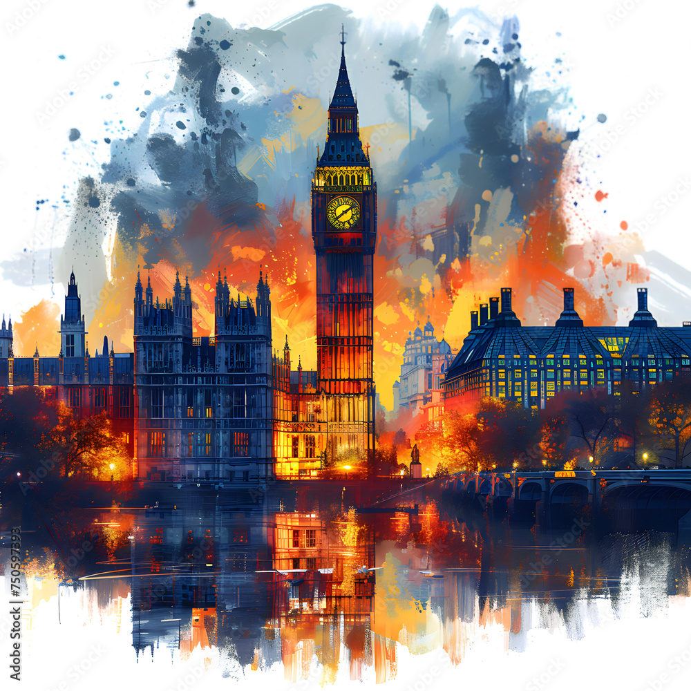 Fototapeta premium Big Ben London illustration art