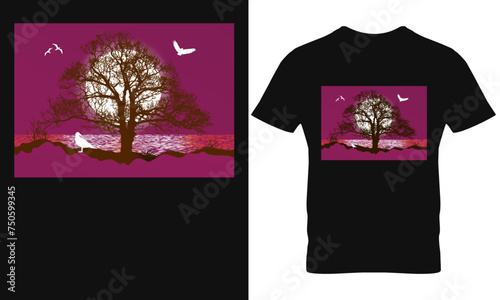 Vector retro vintage sunset grunge striped tshirt design for summer