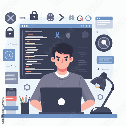 flat design illustration of a network security